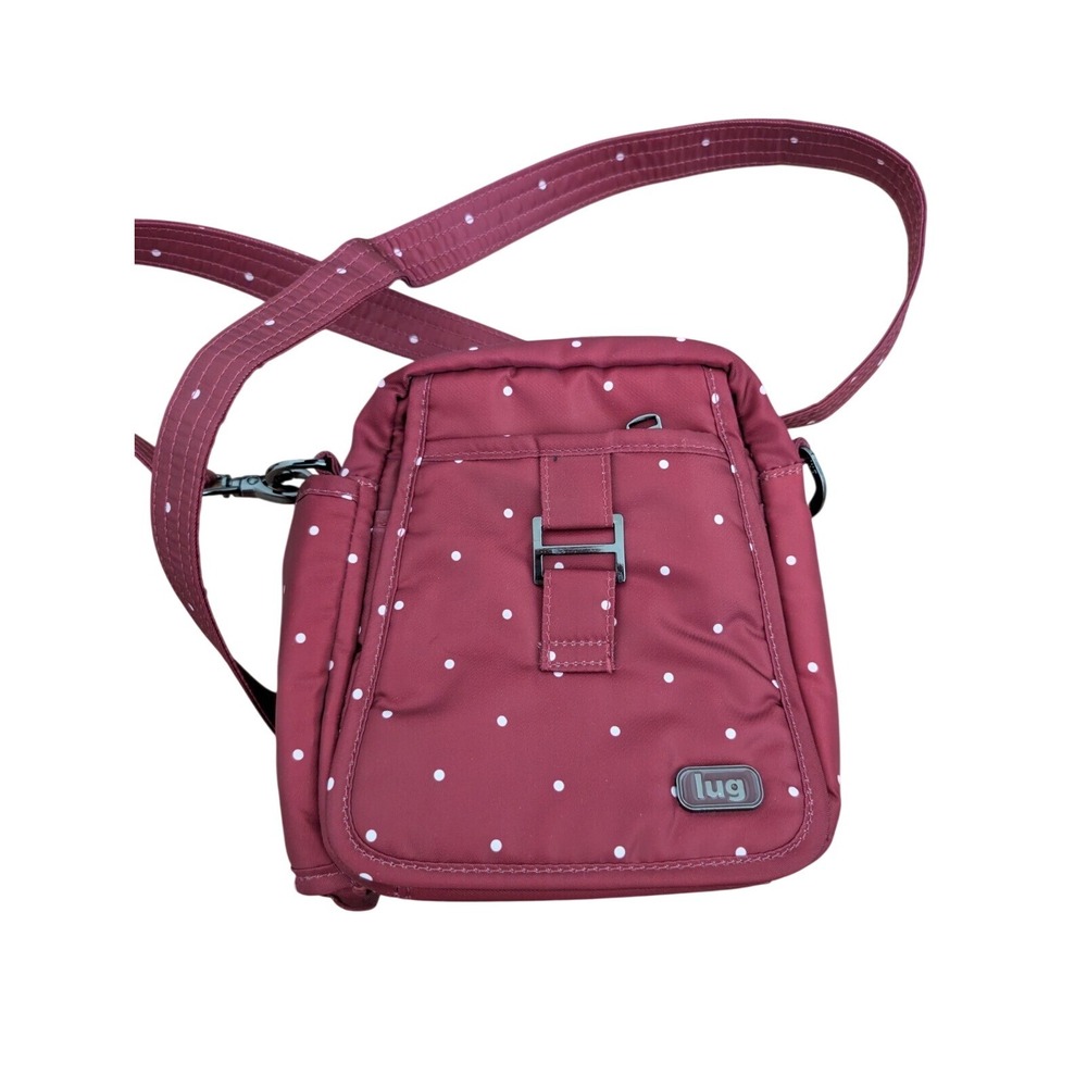 Lug Cancan Convertible Lightweight crossbody bag Maroon Polka Dots RFID travel